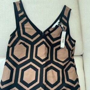 Trina Turk brown & black hexagon tank top  Medium